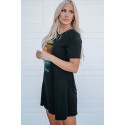 Black Summer Vibes Color Block Short Sleeve Mini Dress
