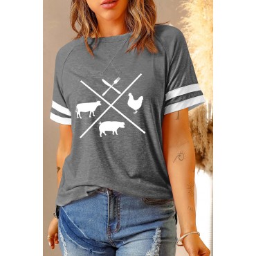 Gray Farm to Table Funny Animal Graphic T Shirt Gray Farm to Table Funny Animal Graphic T Shirt