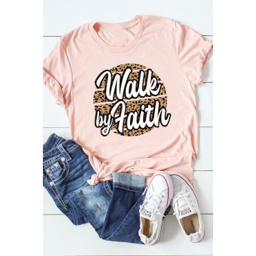 Pink Walk By Faith Leopard Print Short Sleeve Graphic Tee Pink Walk By Faith Leopard Print Short Sleeve Graphic Tee